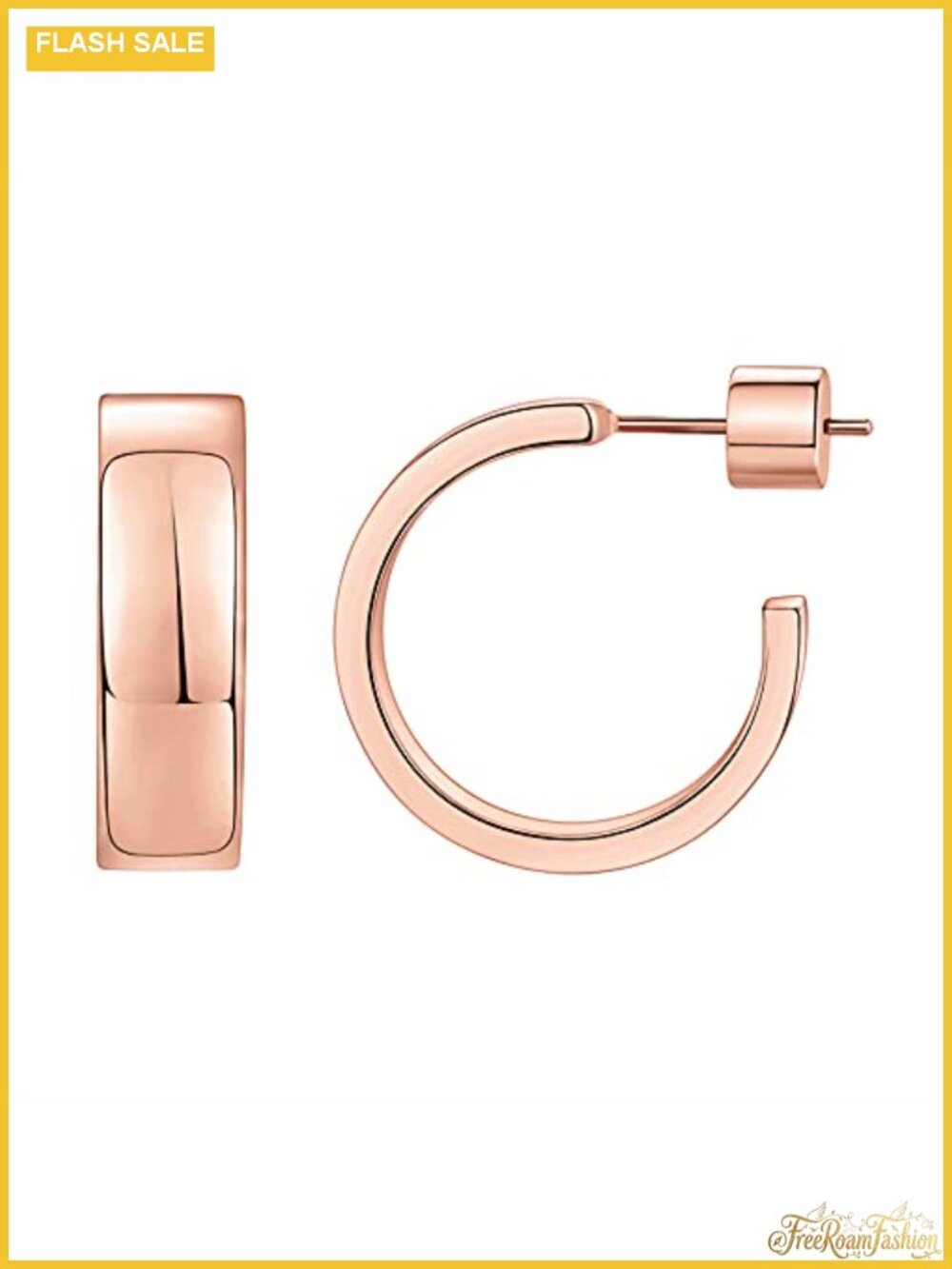 14K Gold Plated Thin Square Edge Open Hoop Earrings Hypoallergenic